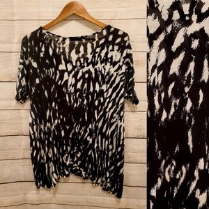 Kensie Black and White Tie-Dye Top, Size L